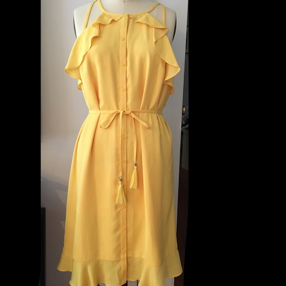 Nicole by Nicole Miller Yellow flounce dress
